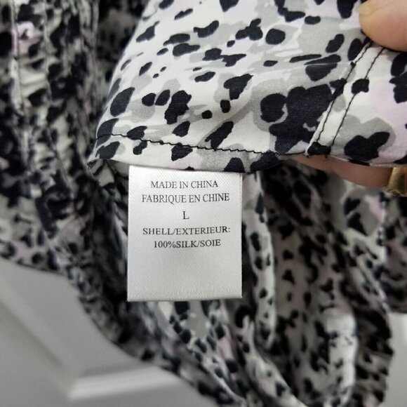 THEORY 100% Silk Leopard Pleated Scoop Neck Tank Top Size Large - Picture 7 of 10